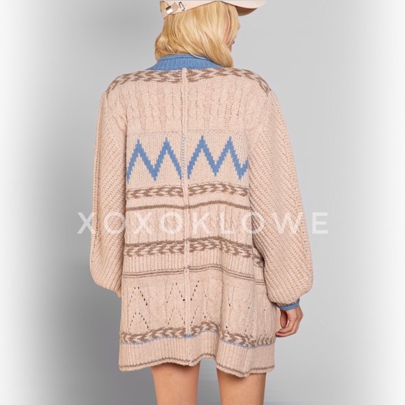 POL Aztec Knit Cardigan Open Front Relaxed Fit - Picture 6 of 11